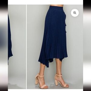 Glam Deep Blue Ruffle A-Line Skirt